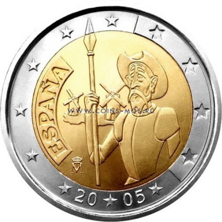 Испания 2 евро 2005 г «Дон-Кихот»    