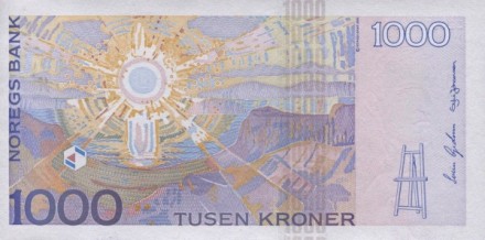 Норвегия 1000 крон 2001 Художник Эдвард Мунк UNC