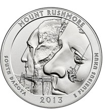 США  Гора Рашмор  25 центов 2013 г.    