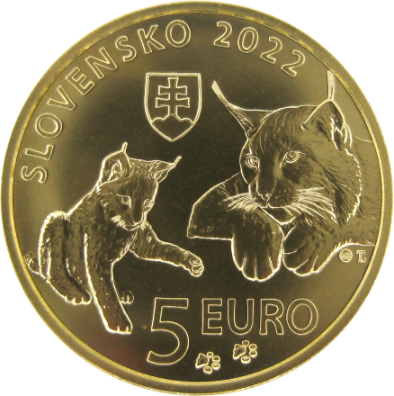 Словакия 5 евро 2022 Рысь