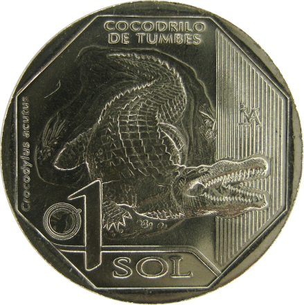 Перу 1 соль 2017 г. Американский крокодил        