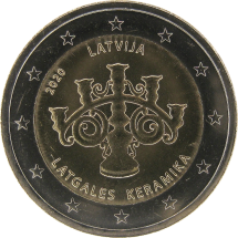 Латвия 2 евро 2020 г  Латгальская керамика