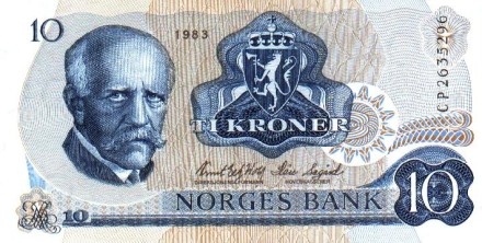 Норвегия 10 крон 1972-84 &quot;мореплаватель Фритьоф Нансен&quot; UNC