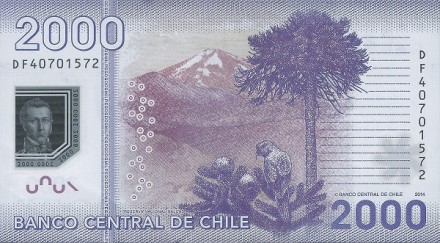 Чили 2000 песо 2014 Араукариас — биосферный резерват Чили UNC Пластик