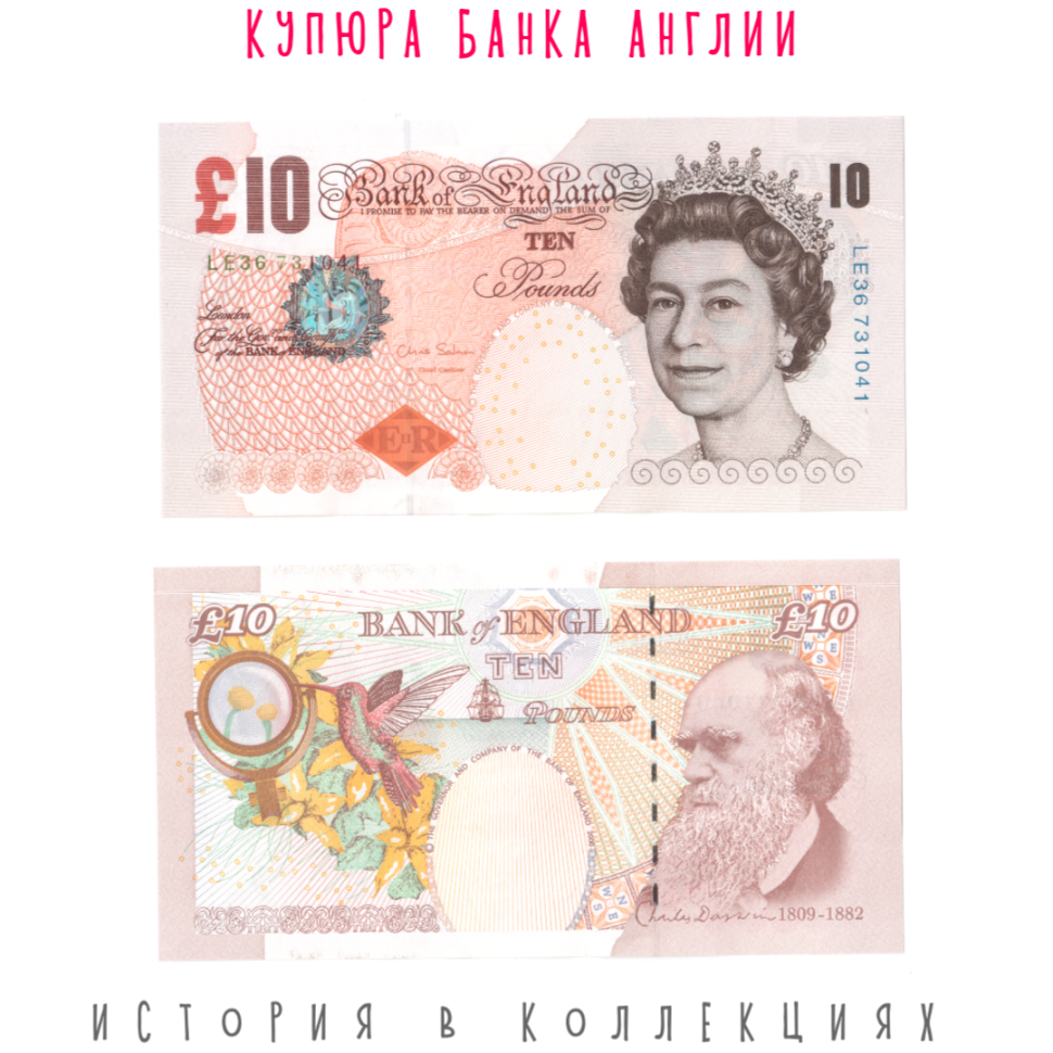 Великобритания 10 фунтов 2000 Чарльз Дарвин UNC
