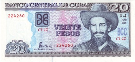 Куба 20 песо 2006 г «Команданте Камило Сьенфуэгос» UNC