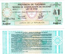 Аргентина 1 аустрал 1988-1991 Провинция Тукуман  UNC