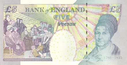Великобритания 5 фунтов 2002   Элизабет Фрай, ангел тюрем  UNC