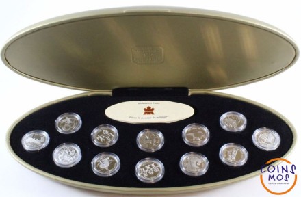 Канада Набор из 12 серебряных монет (25 центов) 1999 г. «Миллениум» Пруф. В подарочной коробке