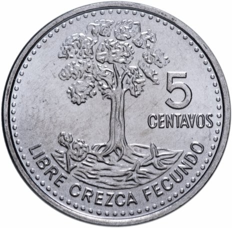Гватемала 5 сентаво 2010 г.  Дерево