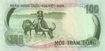 Вьетнам Южный 100 донгов 1972 г. «Крестьянин на буйволе» UNC 