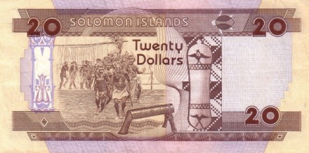 Соломоновы острова 20 долларов 1996 г Танец воинов UNC
