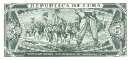 Куба 5 песо 1990  Вторжение на Кубу в 1958 г.  UNC  