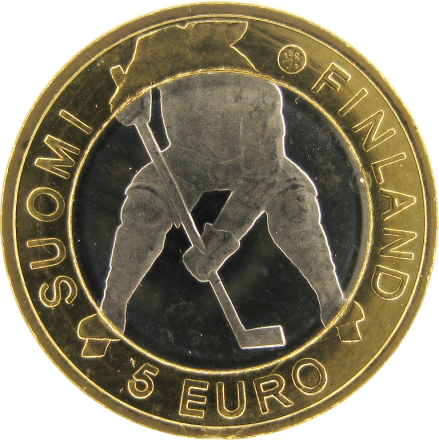 Финляндия 5 евро 2012 г  /монета Хоккей /спорт на монете