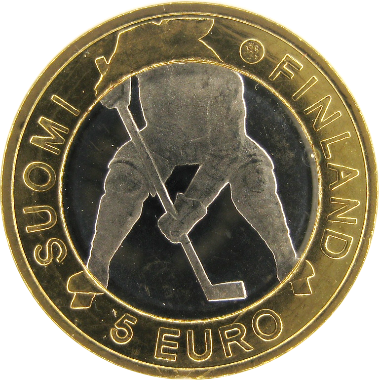 Финляндия 5 евро 2012 г  /монета Хоккей /спорт на монете