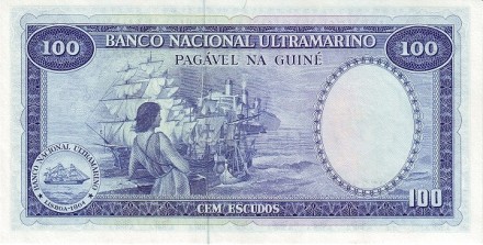 Гвинея Португальская 100 эскудо 1971 г. Мореплаватель, работорговец Нуну Триштан  UNC 