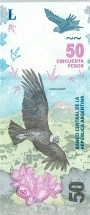 Аргентина 50 песо 2018 (2020)  Андский кондор. Вершина Аконкагуа  UNC   
