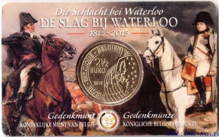 Бельгия 2,5 евро 2015 г «200 лет битве при Ватерлоо» в красочной коин-карт