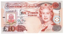 Гибралтар 10 фунтов стерлингов 1995 г.  Великая осада Гибралтара в 1779 - 1783 г.  UNC  