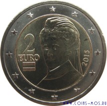 Австрия 2 евро 2015 г  Берта фон Зутнер   Регулярная
