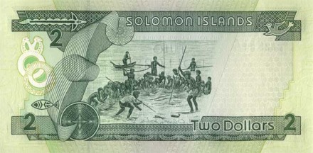 Соломоновы острова 2 доллара 1997 г.   /Рыбаки/ UNC