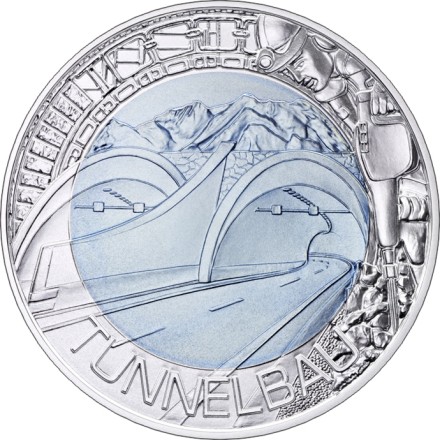 Австрия 25 евро 2013 г «Тоннели Австрии»  Ниобий+серебро