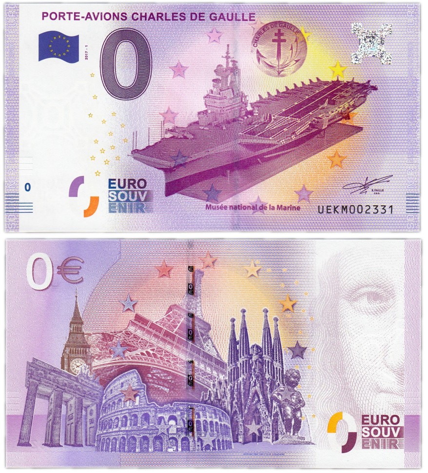 0 евро 2017 Авианосец Шарль де Голль UNC / памятная купюра