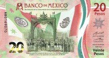 Мексика 20 песо 2021 /200-летие Национальной независимости  UNC   Пластиковая 