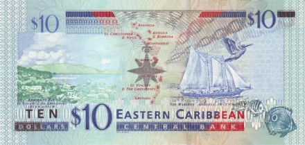 Восточные Карибы 10 долларов 2003 г. (литер. А-Антигуа) UNC   