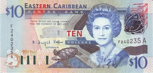 Восточные Карибы 10 долларов 2003 г. (литер. А-Антигуа) UNC