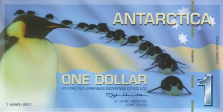 Антарктика 1 доллар 2007г. /10 лет AOEO Ltd/ UNC