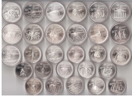 Канада Полный набор из 28 серебряных монет 1973 - 1976 г. &quot;XXI летние Олимпийские Игры в Монреале&quot; (1020,6 гр/серебра)