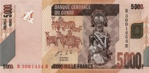 Конго 5000 франков 2013 г Статуэтка Хемба, Конголезские павлины  UNC   