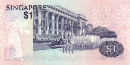 Сингапур 1 доллар 1976 г  Черно-белая крачка UNC 