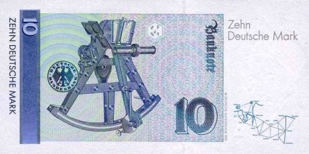 Германия (ФРГ) 10 марок 1989 - 1999 г. Математик Карл Фридрих Гаусс   UNC   