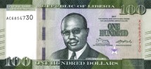 Либерия 100 долларов 2017 Торговки  UNC / коллекционная купюра        