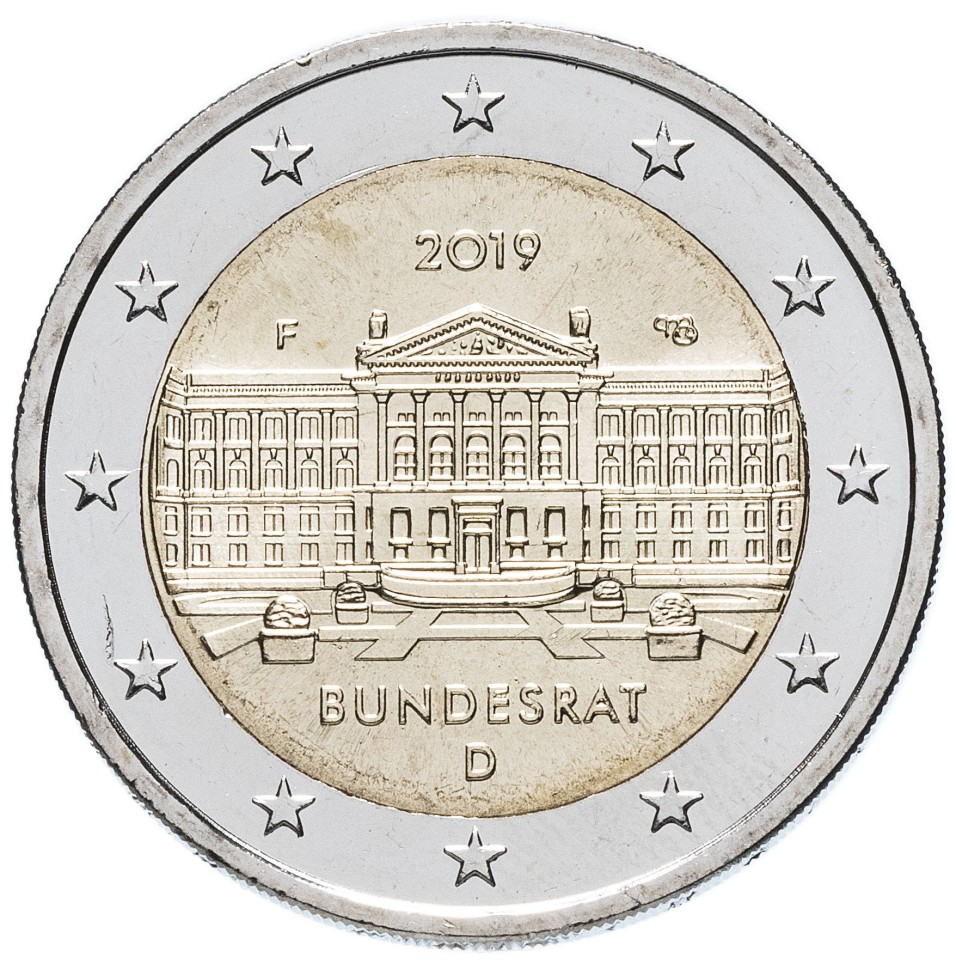 Германия 2 евро 2019 г  70-летие Бундесрата