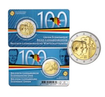 Бельгия 2 евро 2021 г.  100-летие Бельгийско-Люксембургского экономического союза (на Французском) 