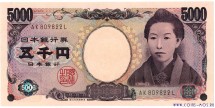 Япония 5000 иен 2004 г.  Поэтесса ХIХ века Итиио Хигути   UNC   