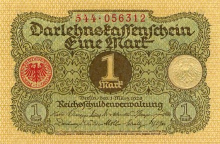 Германия 1 марка 1920 г. UNC