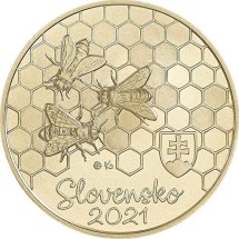 Словакия 5 евро 2021 г.  Пчела медоносная