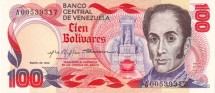 Венесуэла 100 боливаров 1980 / 150 лет со дня смерти Симона Боливара   UNC   Юбилейная!!