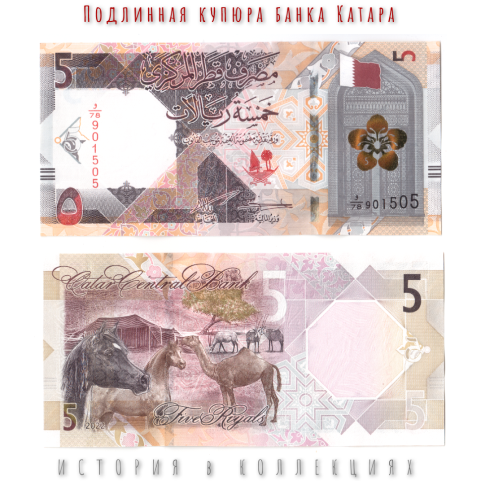 Катар 5 риалов 2022 Лошади, верблюды, газели UNC