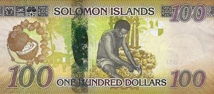 Соломоновы острова 100 долларов 2015 г  Сборщик кокосов  UNC   
