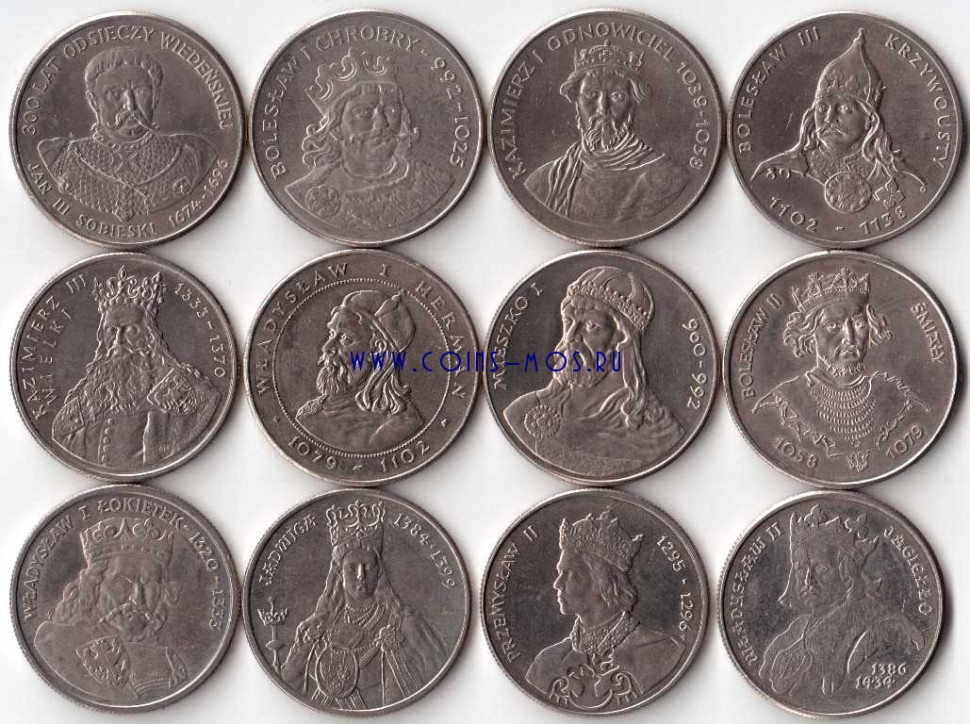 Польша. Польские короли  Набор из 12 монет