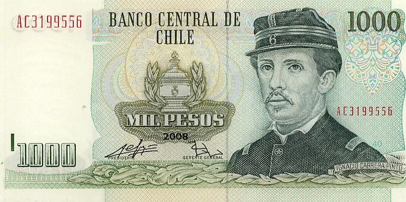 Чили 1 000 песо 1978-2009 г  Игнасио Каррера Пинто   UNC
