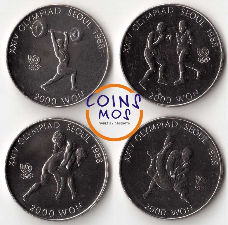 Южная Корея Набор из 4 монет 1000 вон 1987 г. /XXIV летние Олимпийские Игры в Сеуле/