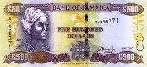 Ямайка 500 долларов 2005-08 г. Нэнни (Королева марунов) UNC 