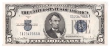 США 5 долларов 1934 D  XF  (синяя печать) 