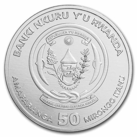 Руанда 50 франков 2022 г Год тигра 1 унция (31,135 гр) чистейшего серебра!